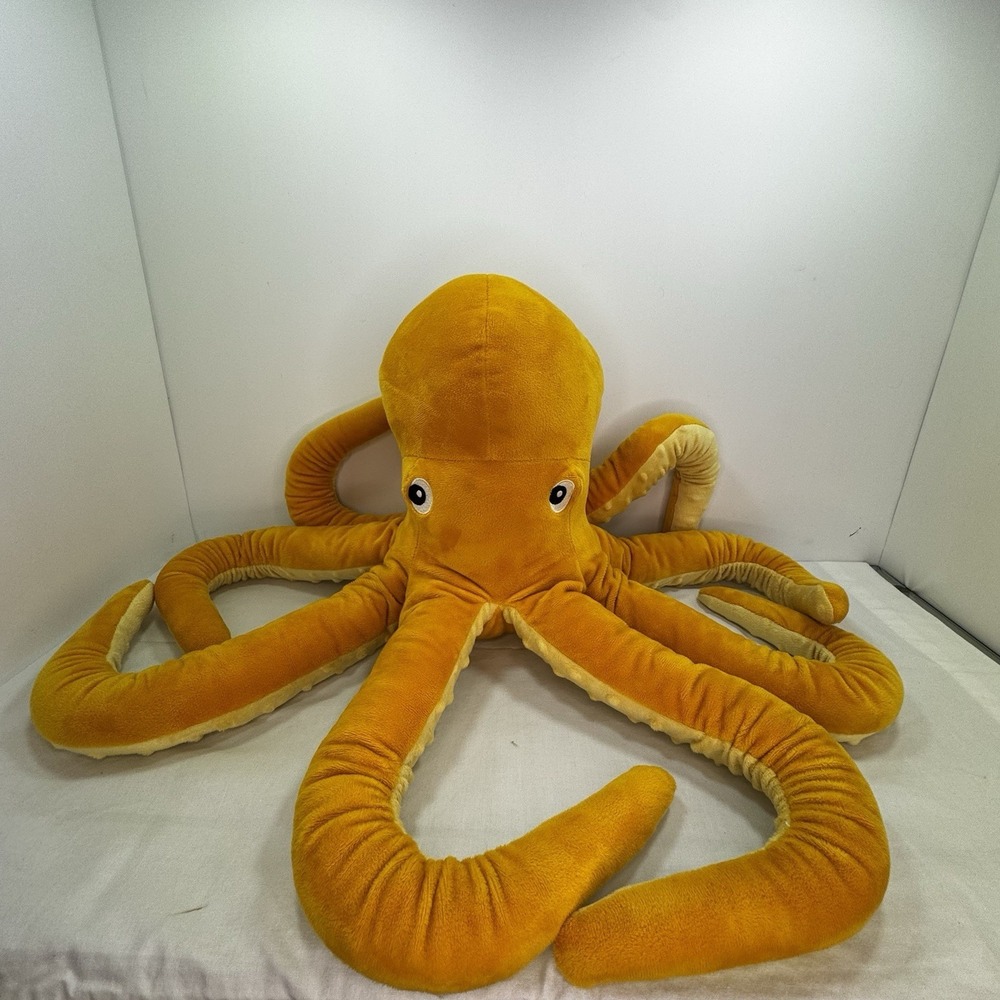 IKEA BLAVINGAD Octopus Yellow 20" Plush Tentacles Stuffed Animal Soft Toy Ocean